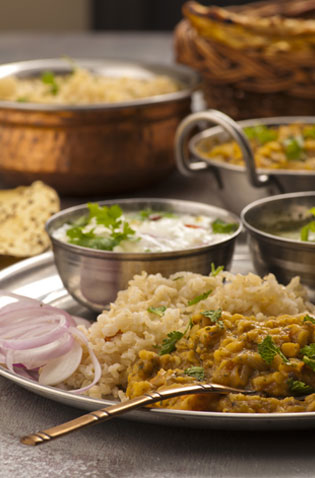 Variety of curry dishes served at The Khyber Restaurant